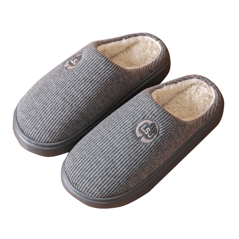 Huamei Jianbu Unisex Versatile Half-Cover Cotton Slippers Indoor Outdoor Fleece Lined Warm Cotton Slippers HM2502 Brown Size 44-45