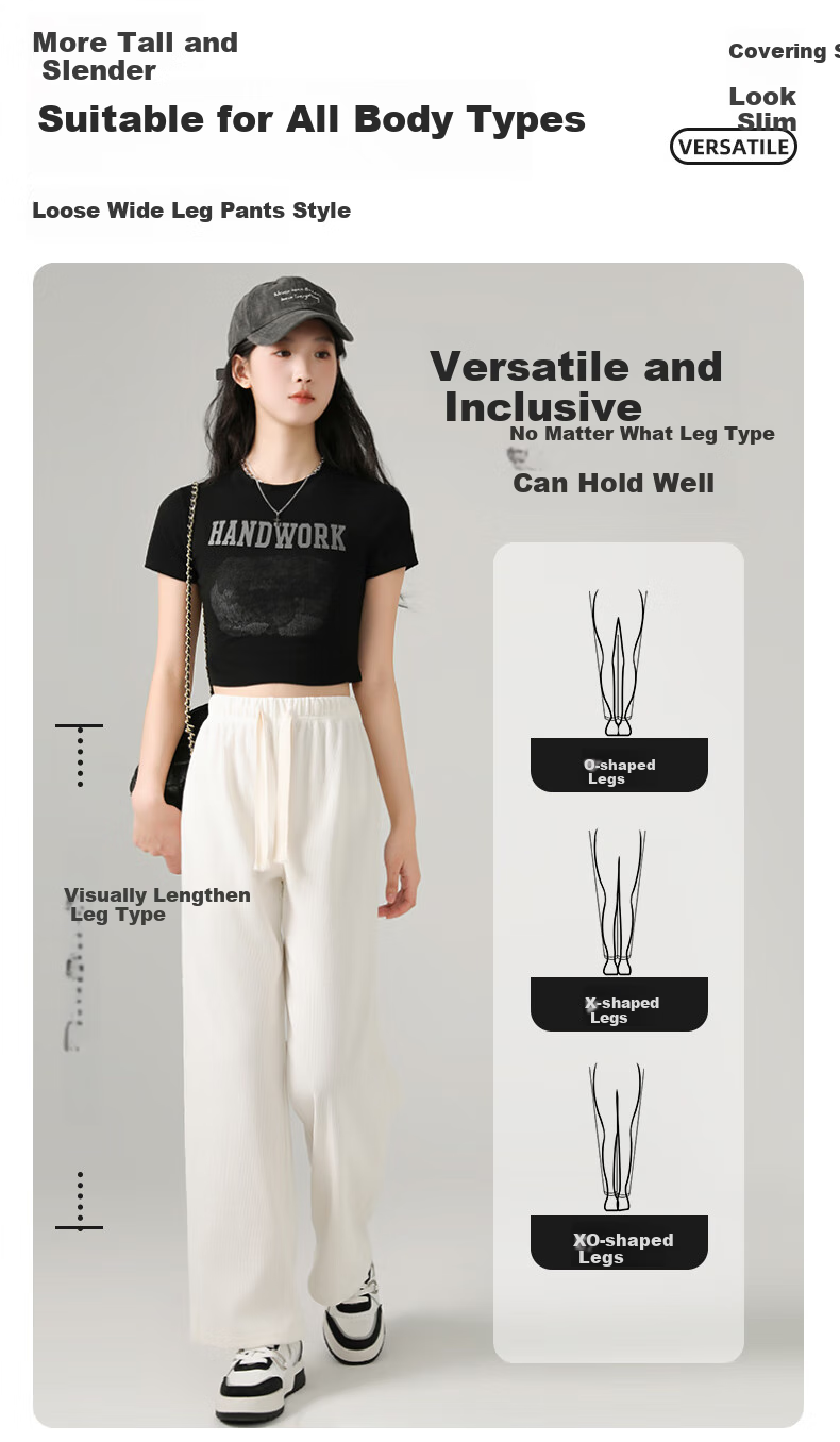 Jeanswest Women's Casual Pants, Chenille Wide-Leg Trousers, Spring And Summer Draping Lazy Style Slimming Straight-Leg Pants, Fashionable Versatile Trousers for Wome 4