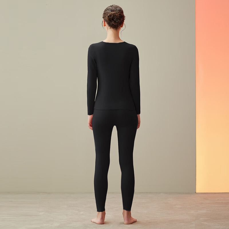 Fenteng Seamless Thermal Underwear Set for Women and Men, Slim Fit Autumn Winter Base Layer, Black