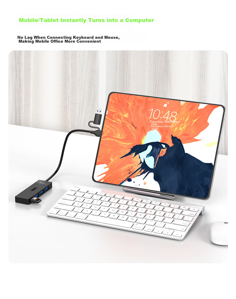 UNITEK USB 3.0 Hub Splitter with 4 Ports USB Expansion Adapter And Power Port USB/Type-C Dual-Port Connector Compatible with Laptops, Tablets And Smartphones Universal One-To Adapter 6