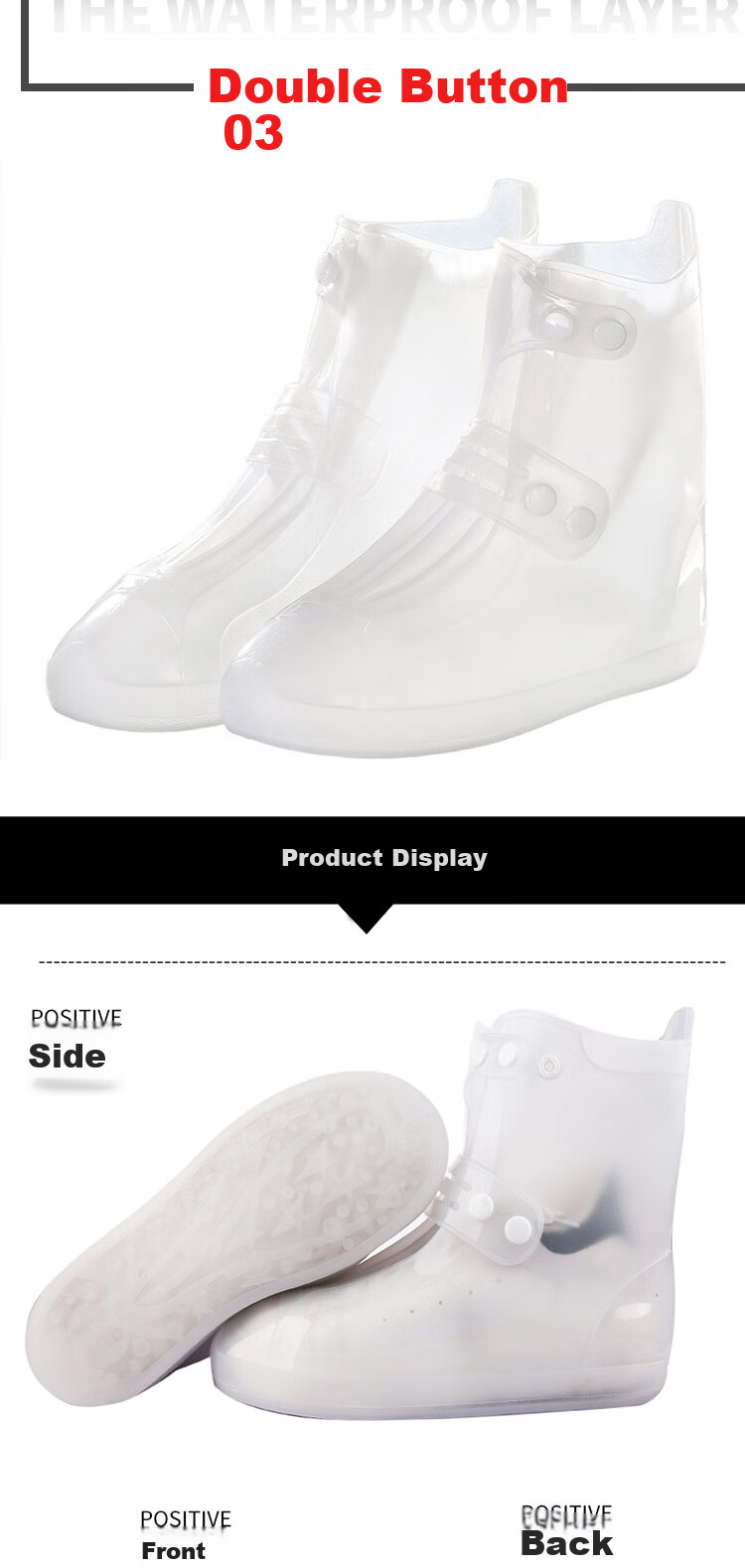 BWNK Waterproof Shoe Covers for Men And Women, Thickened Portable Non-Slip Wear-Resistant Rain Boots, White, Size M 4