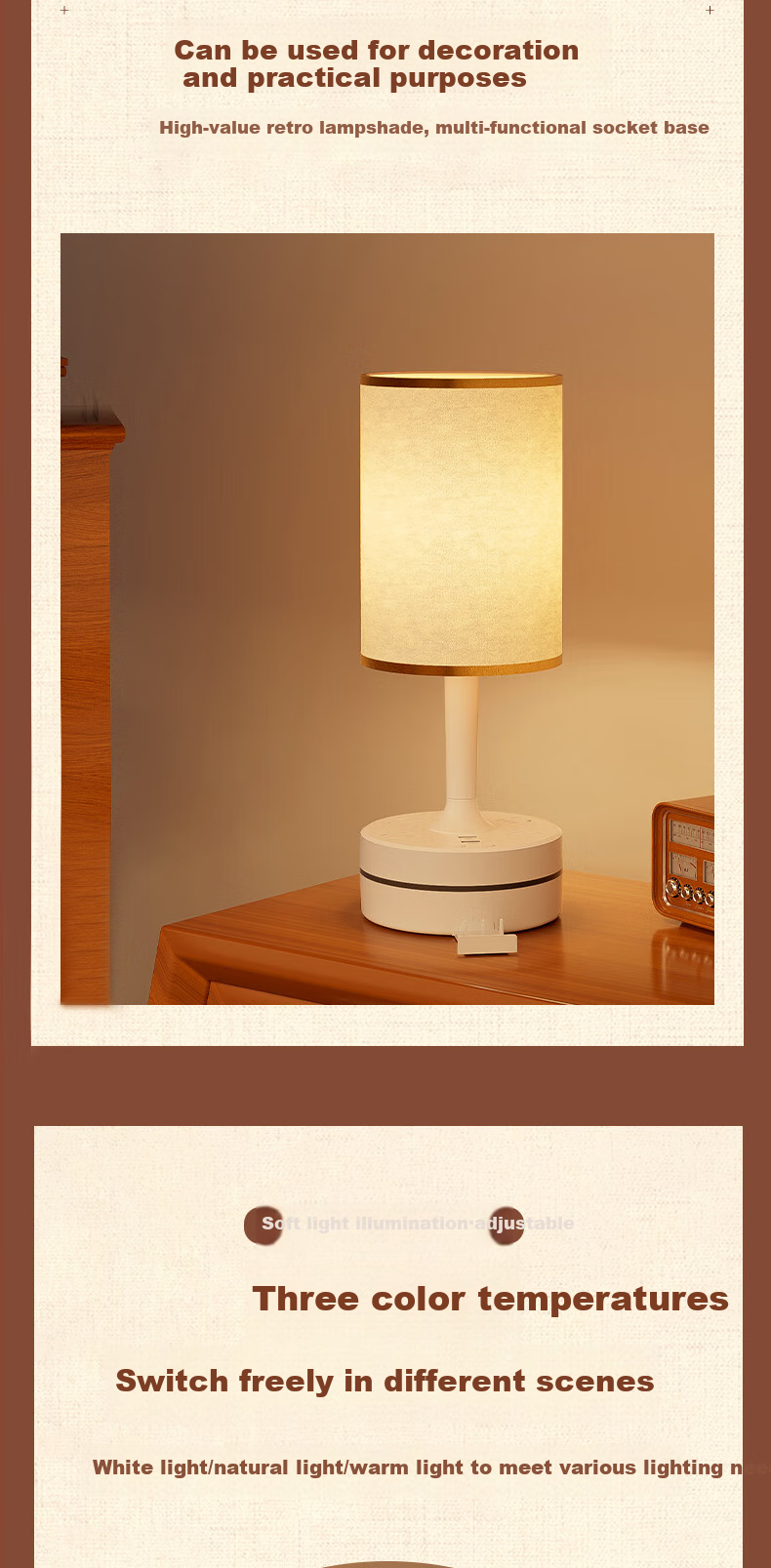 Jingqian Bedside Lamp, Bedroom Mood Light, Dorm Reading Lamp, Student And Children's Study Eye Protection Lamp with Socket Table Lamp 6