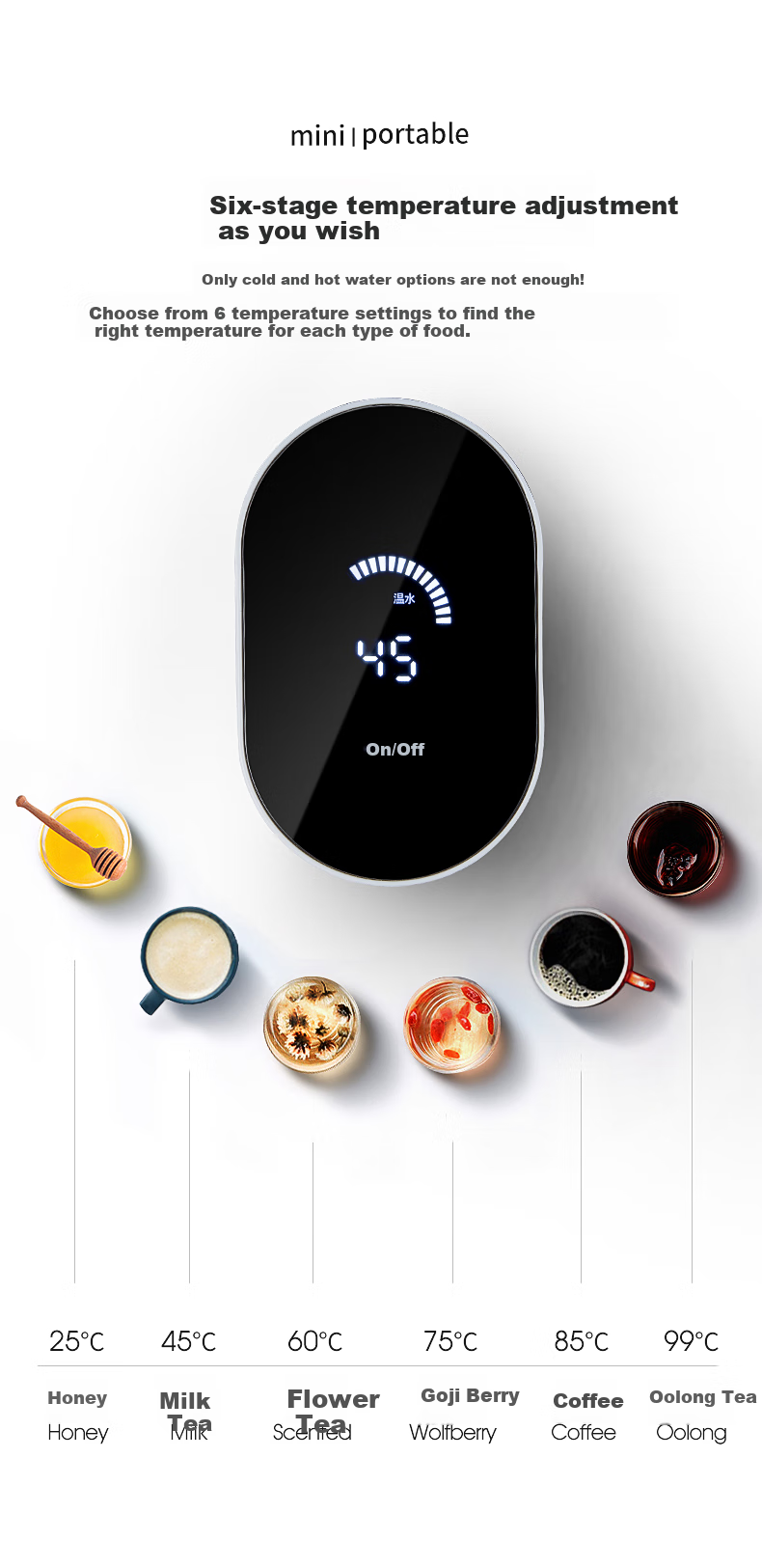 Zhuolang Portable Electric Kettle, Hot Water Boiler, Instant Heating Water Dispenser, Mini Travel Kettle, ZL-2019 11