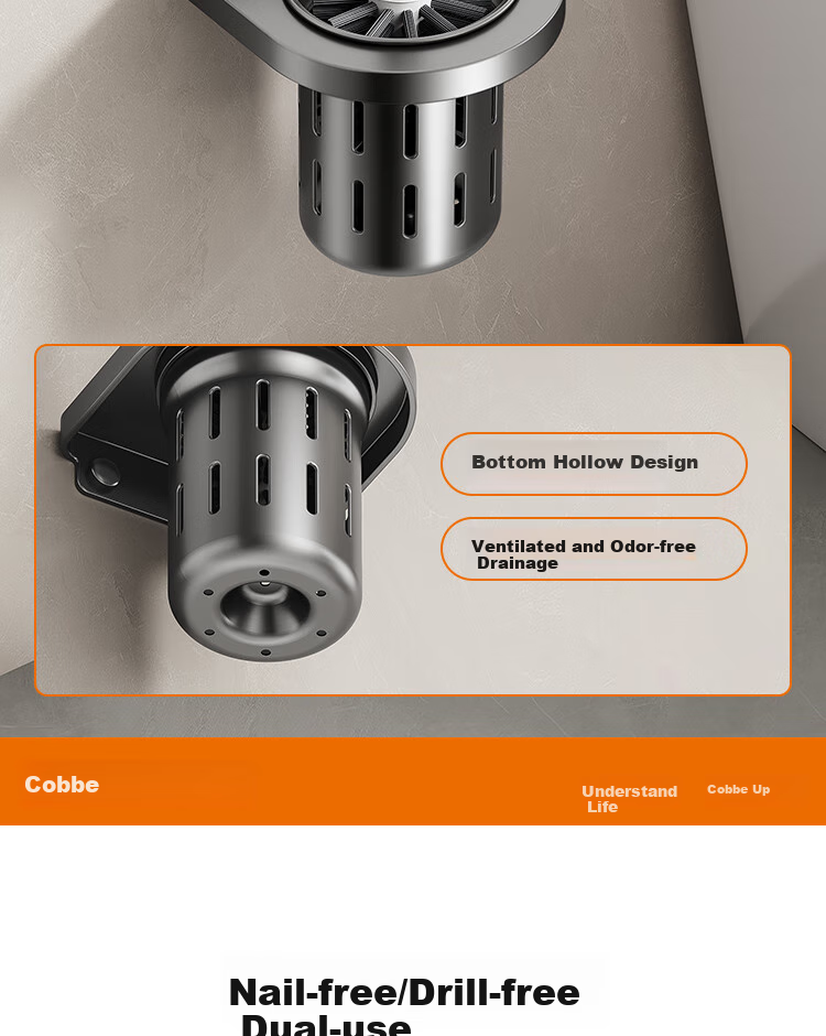 Cobbe Bathroom Storage Rack, Toilet No-Drilling Towel Holder, Space Aluminum Organizer Hooks 16
