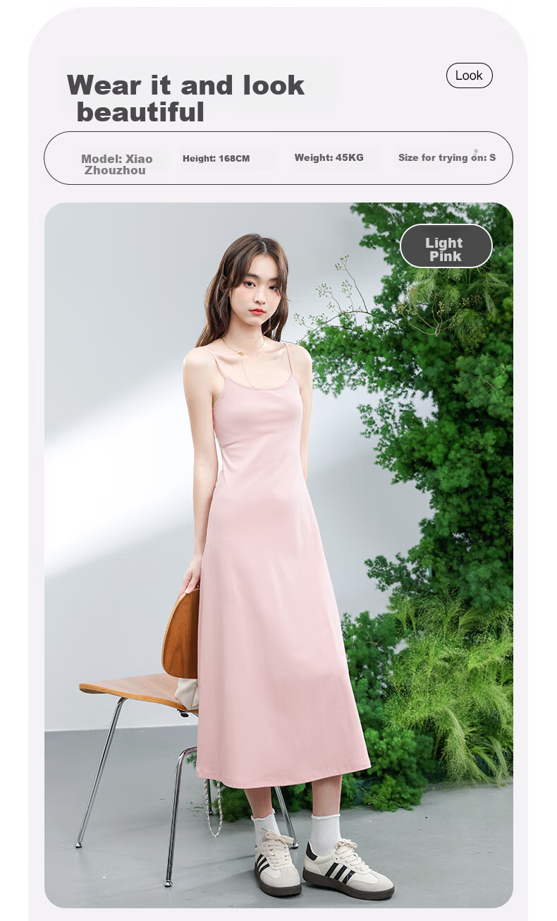 MJ STYLE Spaghetti Strap Dress for Women, 2026 Summer New Elegant Sexy Waist-Cinching Slimming Fitted Vacation Style Long Dress 9