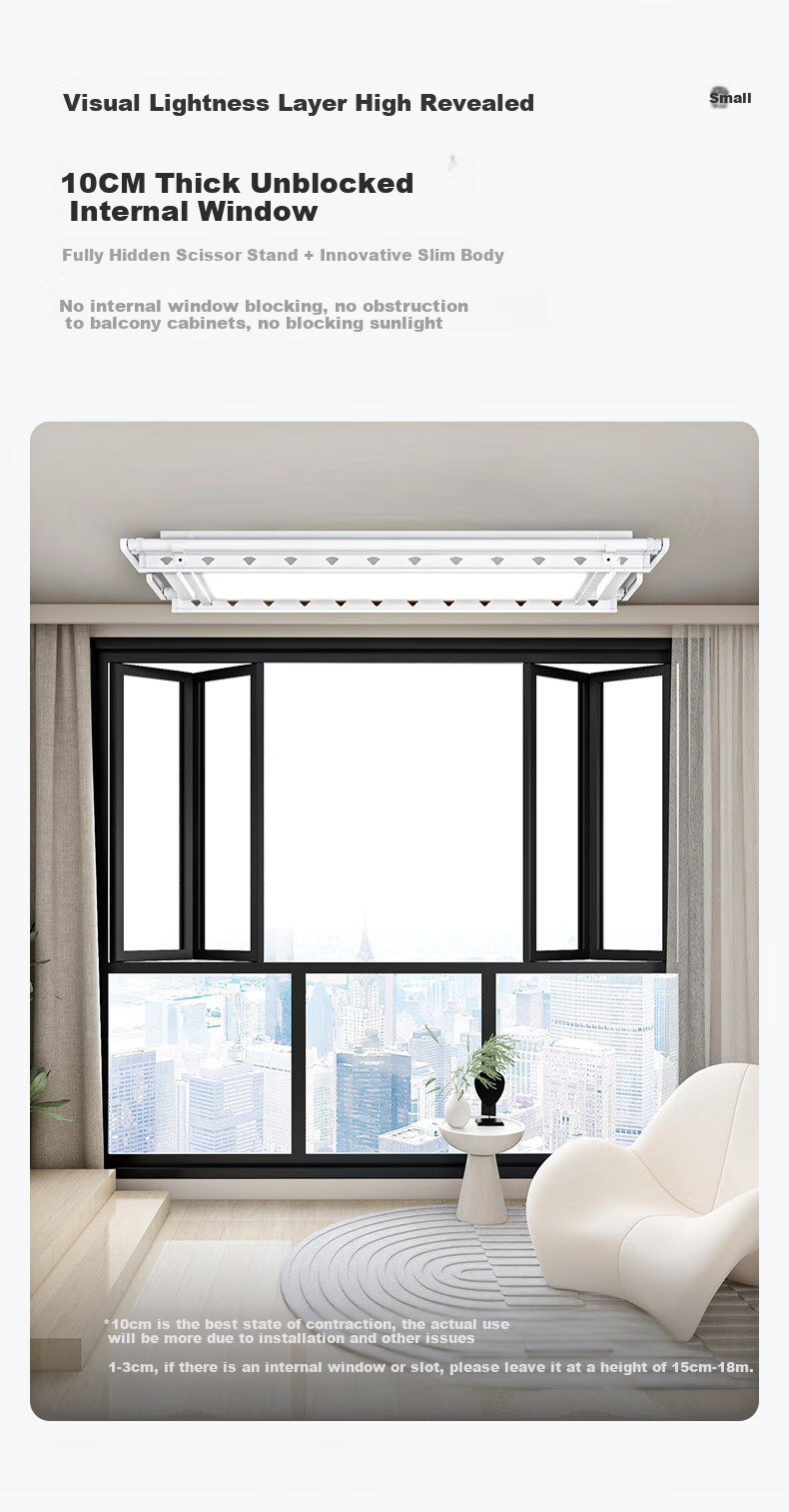 Panpan Electric Clothes Drying Rack, Smart Balcony Clothes Drying Machine, Large Hidden Lift-Up White D8 Screen Illuminated Versio 8