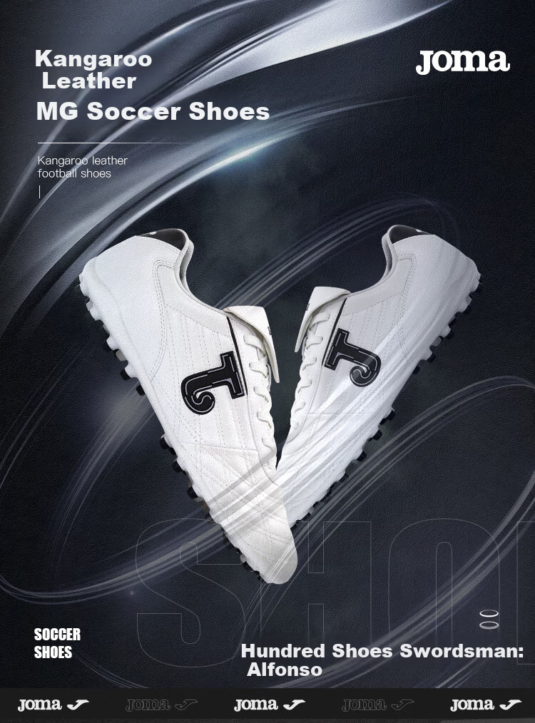 JOMA Kangaroo Leather Soccer Shoes for Men, Women, Adults, Children, Teenagers And Students MG Soccer Match Training Shoes White Size 42.5 1