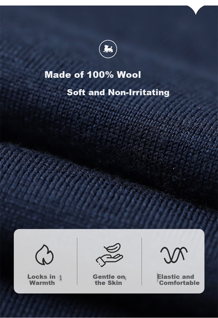 Goldlion Men's Wool Sweater, Spring And Autumn New Style, Simple Solid Color Knitted Inner Layer Top WLR0739-LK103, Navy Blue, M00 4