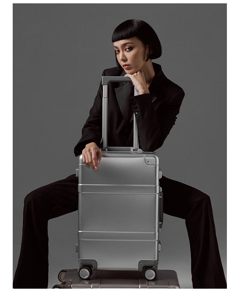 90 Points 20-inch Aluminum Magnesium Alloy Trolley Case Metal Carry-on Luggage Unisex High-end Business Password Lock Silver 5