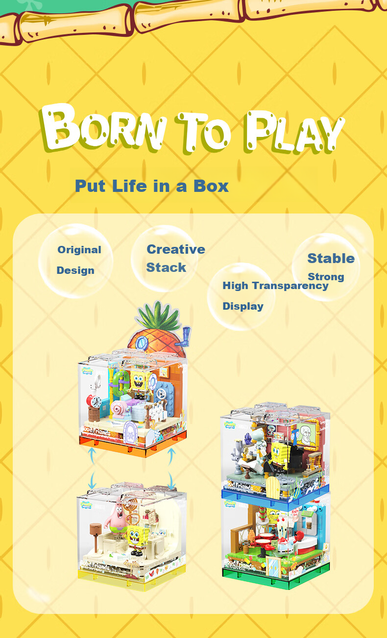 AREA-X SpongeBob SquarePants Series Building Blocks Toy Trendy Birthday Gift Pineapple House Restaurant AB0050 8