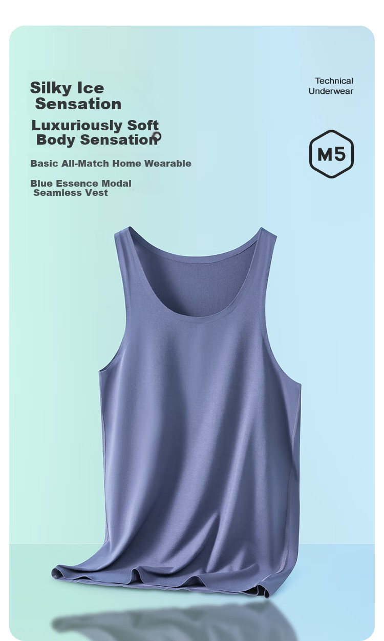 MiiOW Men's Tank Top, Ice Silk Lenzing Modal Sports Quick-Dry Undershirt, Summer Cool Breathable Seamless Sleeveless T-Shirt 2