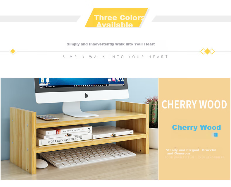 Shuranjia Adjustable Height Computer Monitor Riser Stand, Dorm Office Desk Organizer Shelf, Cherry Wood Color 04 12