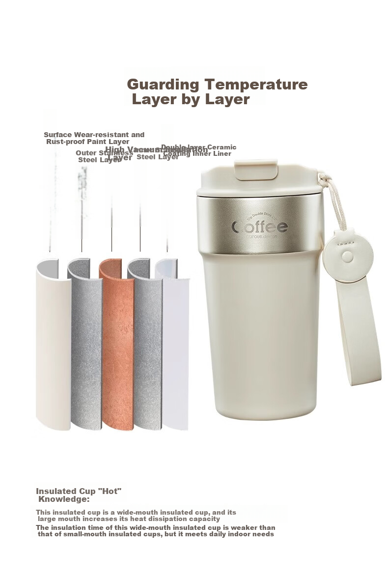 CaROTE Insulated Mug with Ceramic Inner, Coffee Cup, Cold-Keeping Straw, Portable Handle Water Bottle, Gift for Men, Women, Children And Students on Special Occasions 8