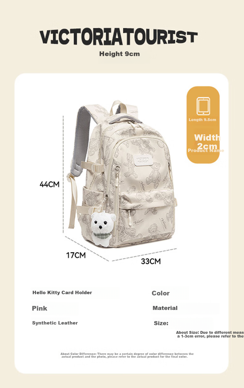 VICTORIATOURIST Backpack for Middle School Girls, Stylish Casual Lightweight Laptop Bag with Large Capacity for High School And College Students 12