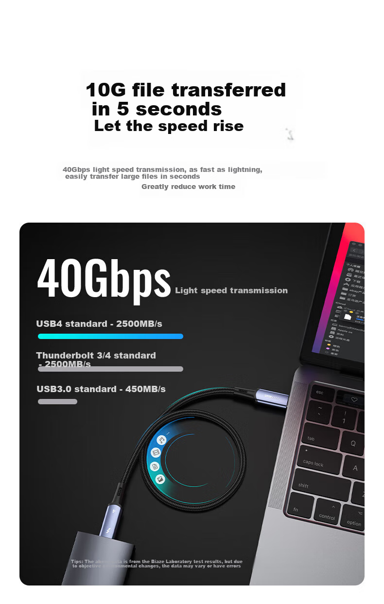 BIAZE Compatible with Apple 17/16/15 Charging Cable, Full-Function Type-C Data Cable, 100W Fast Charging, Ctoc Thunderbolt 4/3, DisplayPort 8K Screen Mirroring, Video Transmission for Laptops 2