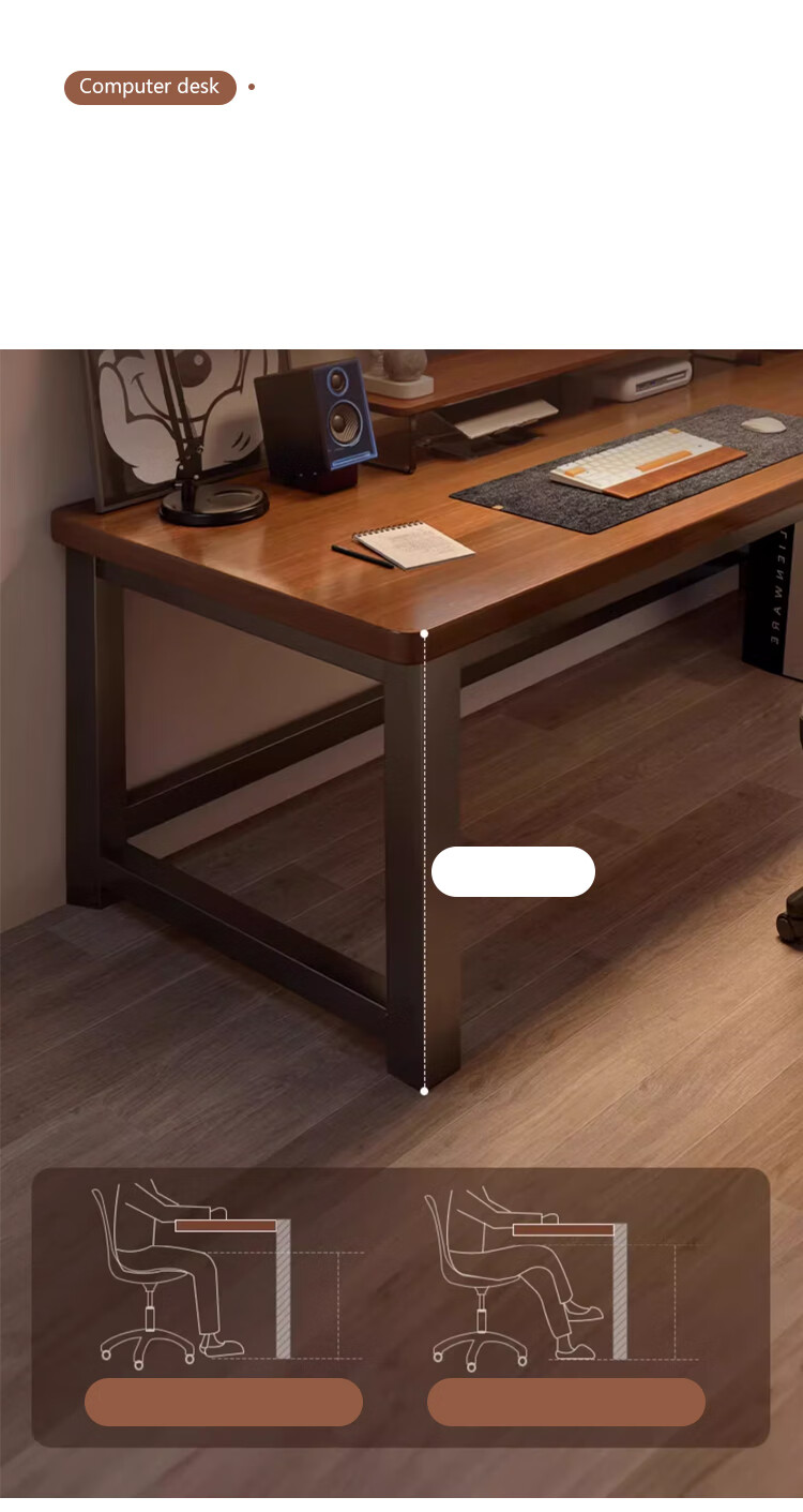 L&S Computer Desk Home Desktop Gaming Desk Study Office Writing Desk BGZ785 Walnut Color 120cm 13