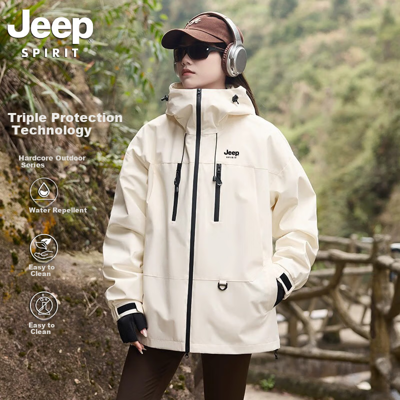 Мужская ветровка JEEP, водонепроницаемая, теплая, спортивная, весна-осень, черная, размер XL