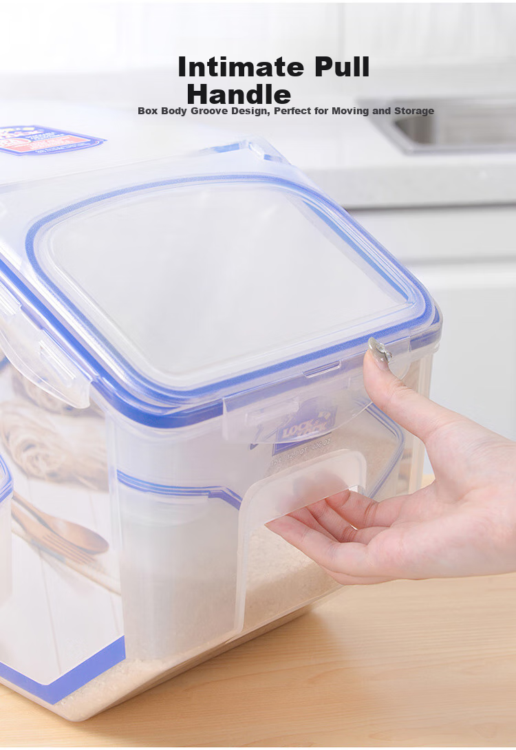 LOCK&LOCK Plastic Multi-Grain Rice Container, Sealed Storage Rice Box, 12 Liters Capacity (Can Hold 10kg of Rice), with Wheels And Measuring Cup Included 7