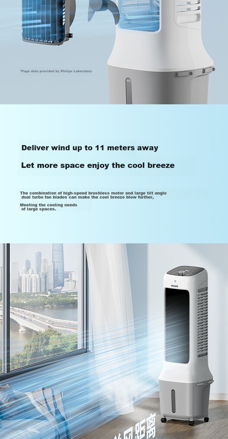 PHILIPS Air Cooler, Cooling Fan, Powerful Cooling Machine, Humidifying, for Home Living Room Bedroom, Energy-Saving, Office Use, Voice-Controlled Water Refill, Quiet Operation, Small Air Conditioner, Single Cooling Tower Fan ACR3162TV 4