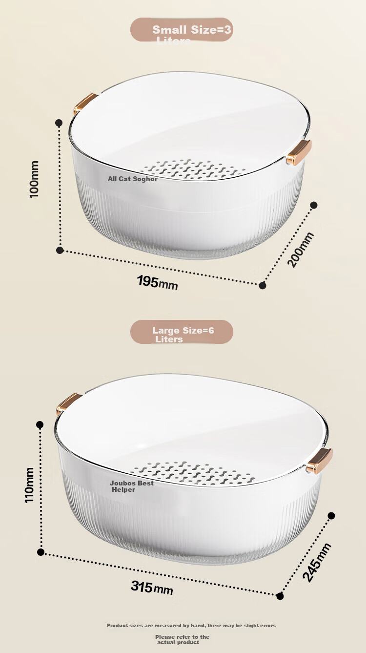 Jiabangshou Draining Basket, Vegetable Washing Basket, Double-Layer Fruit Washing Basket, Kitchen Vegetable Basin, Fruit Plate, Large Size 2