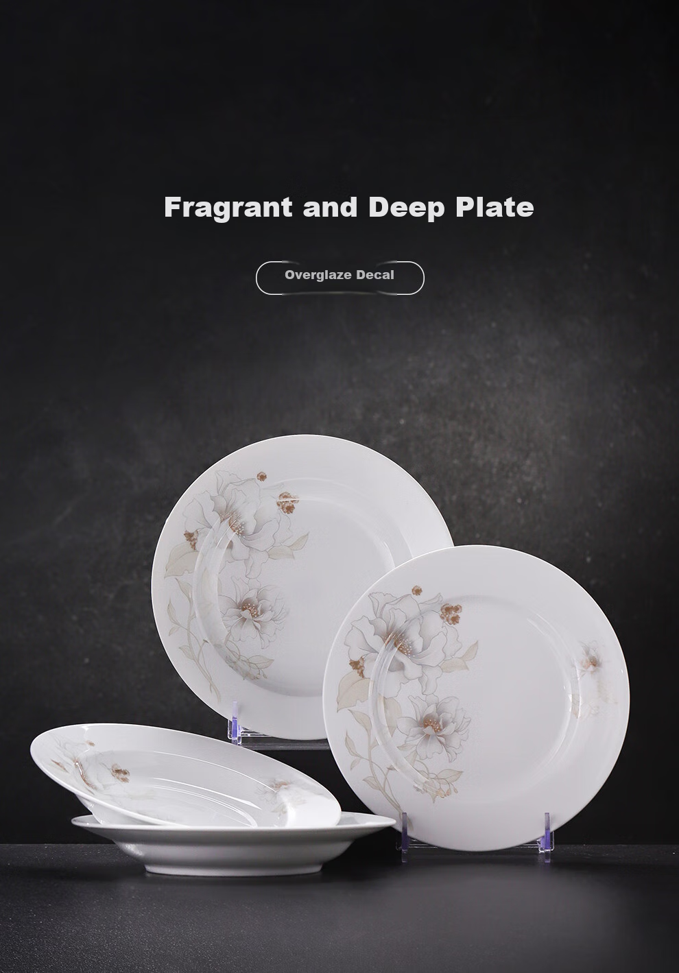 Jdz Ceramic Household Plates And Dishes, Healthy White Porcelain, 8-Inch Deep Plate Set, 6-Piece Set, Dish Plate Set, Fresh And Elegant Fragrance 1