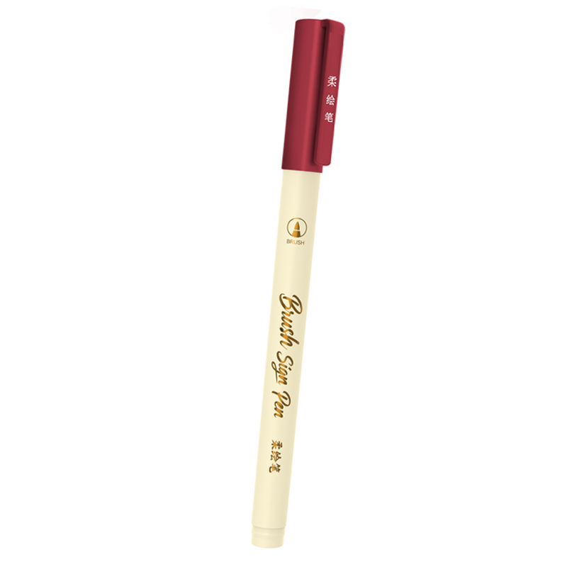 Snowhite Direct Liquid Soft Brush Pen Elastic Soft Tip Marker Drawing Coloring Journal Pen Small Calligraphy BP20 Red Single Piece