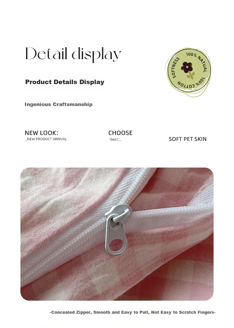 Grace Class 7A Antibacterial Pure Cotton Bedding Set for Single Dormitory, Includes Bed Sheet And Duvet Cover, for 1.2m Bed, Cherry Blossom Pink Plaid Patter 7