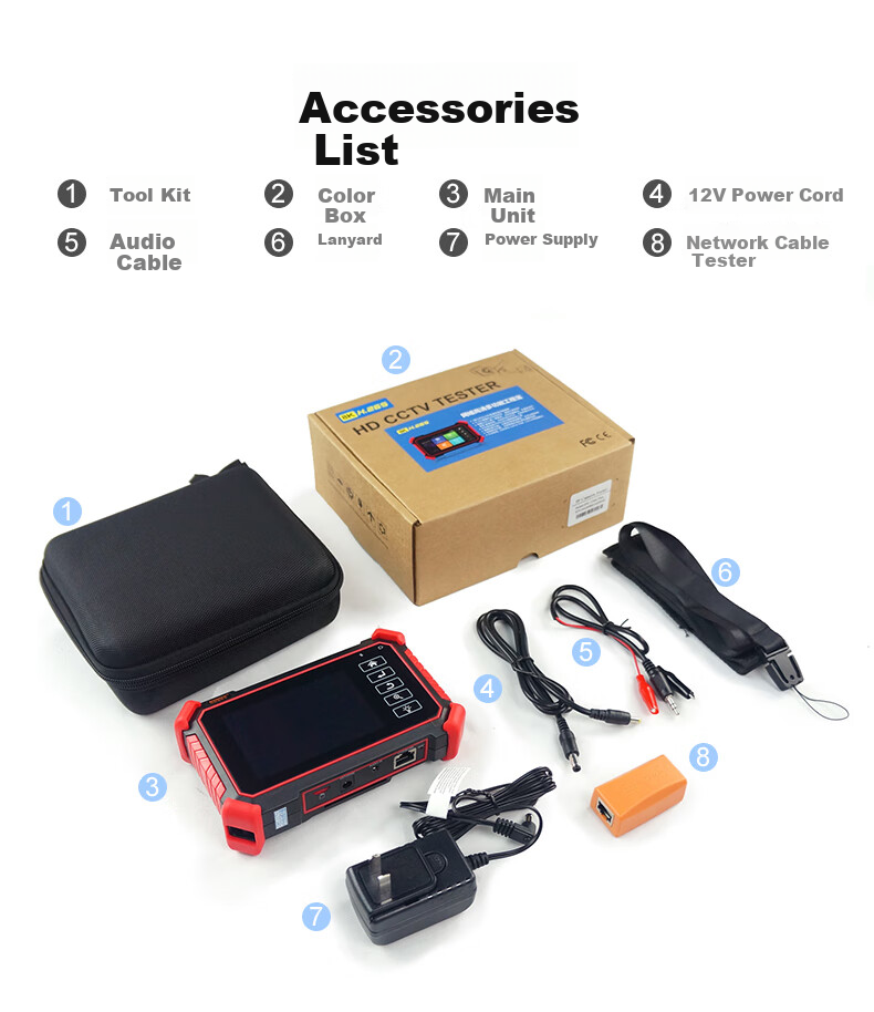 Wanglutong Engineering Treasure, 4-Inch 8K Video Surveillance Multifunctional Tester, Digital Network Video Comprehensive Tester, POE Powered Engineering Equipment, IPC-1900plus 3