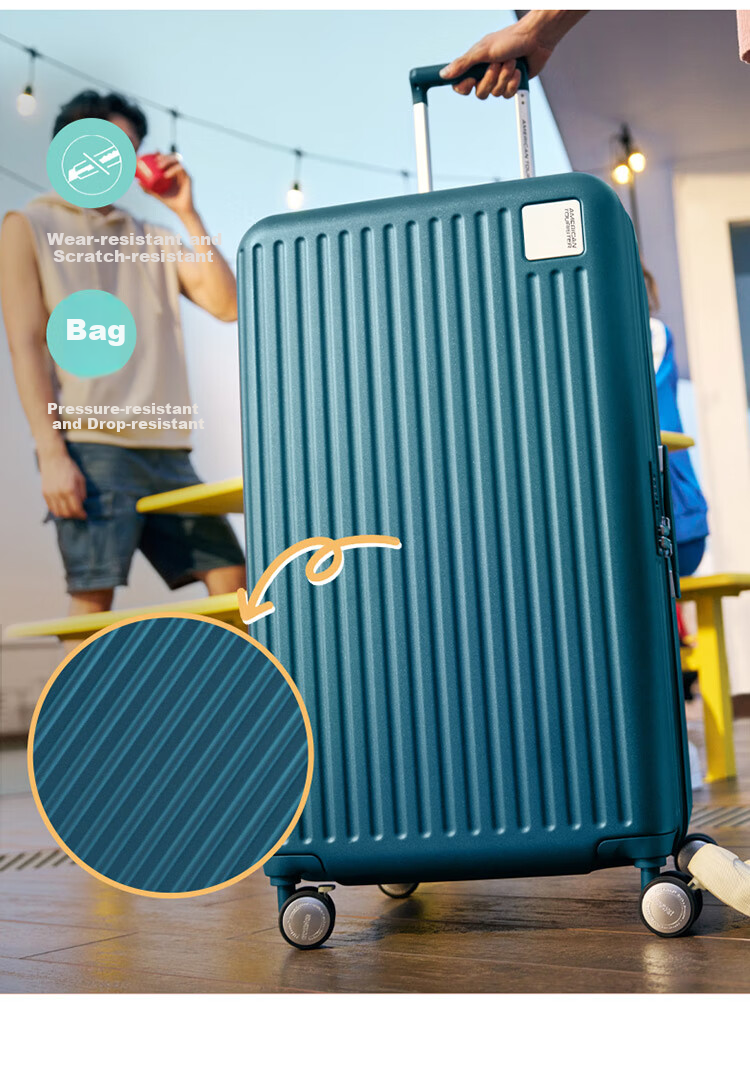 AMERICAN TOURISTER Luggage, 20-Inch Trolley Suitcase, Shock-Absorbing Brakes, Travel Case, Silver Color, QI9 Combination Lock Suitcase 8