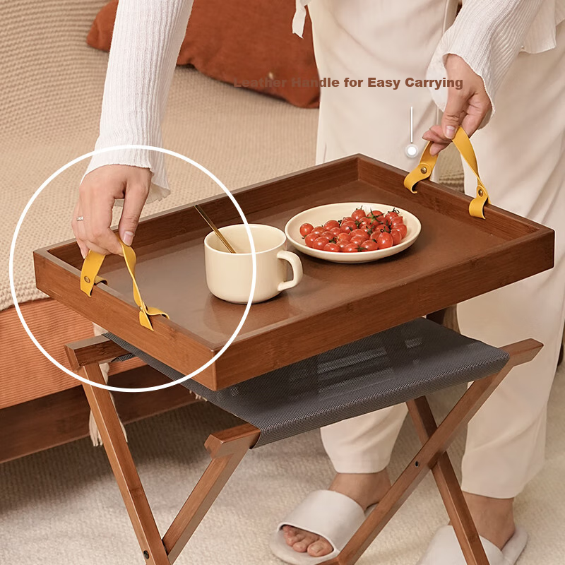 DuLu Foldable Small Coffee Table for Home, Sofa Side Table with Tray, Portable Tea Table, Outdoor Small Side Table