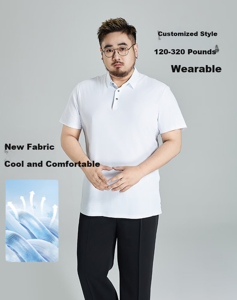 Ayoupang Seamless Plus Size Business Polo Shirt for Men, 2026 New Style, Ice Silk High Elasticity Collared Short-Sleeve T-Shirt, Loose Fit, Summer 1