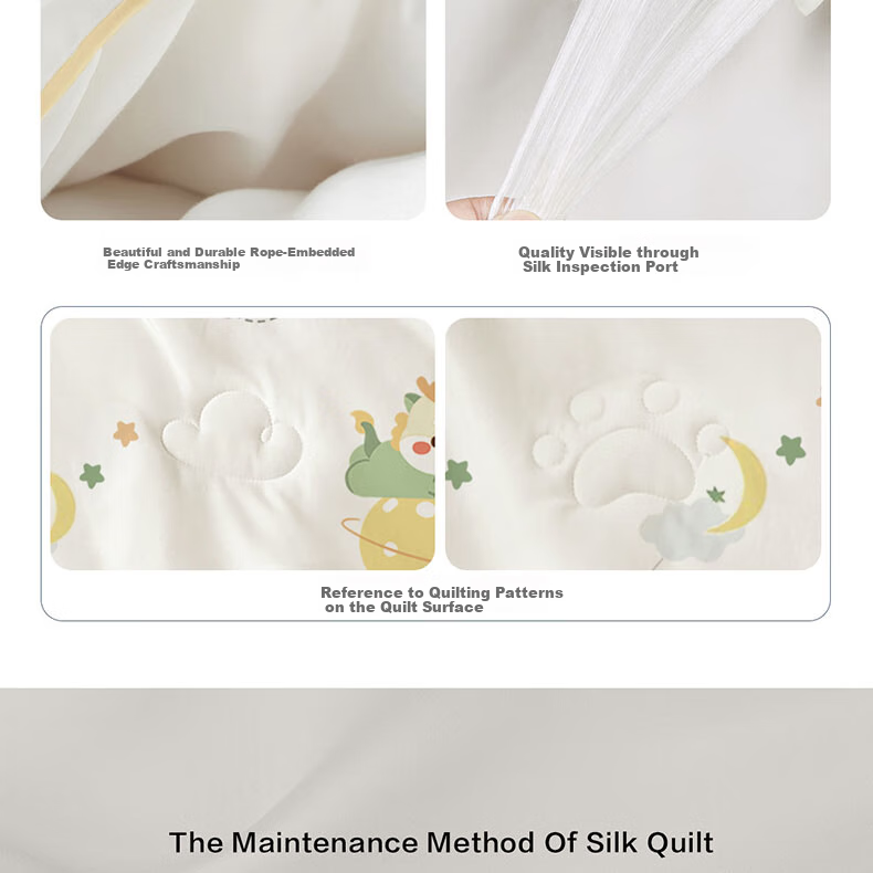 Beyond Kids Silk Comforter, 100% Mulberry Silk Spring And Autumn Duvet Insert, Class A All-Season Quilt, Cute Little Dragon Design, 150*210cm, Approximately 3 Jin (1.5 Kg) 23