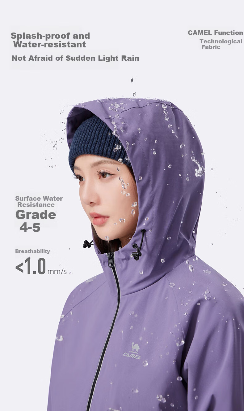CAMEL Sports Jacket, New Style for Men And Women, Spring And Autumn Hooded Casual Versatile Jacket, Outdoor Water-Resistant Single-Layer Windbreaker 5