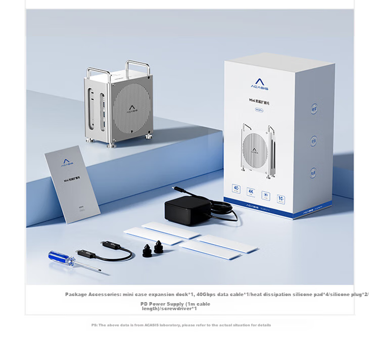 Acasis Compatible with Mac Mini M4 Expansion Dock, Hard Drive Enclosure, 40Gbps Transfer Rate, Dual DP Screen Mirroring, 16TB Capacity Expansion, Compatible with M4/M4Pro Hosts, Supports Thunderbolt 4/5 Interface, M002Pro 20