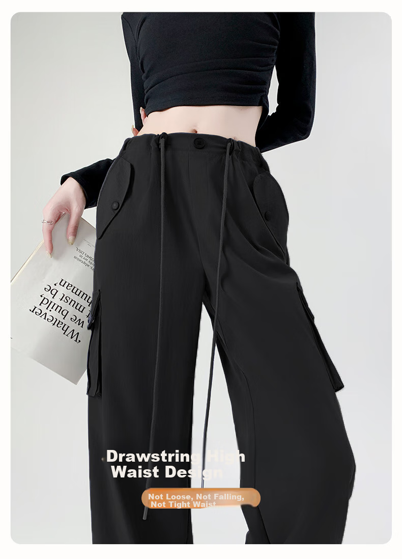 FitonTon Women's Cargo Pants, 2025 Autumn And Winter New Style, American Retro High-Waist Straight-Leg Sweatpants, Loose-Fitting Slimming Casual Trousers for Wome 8