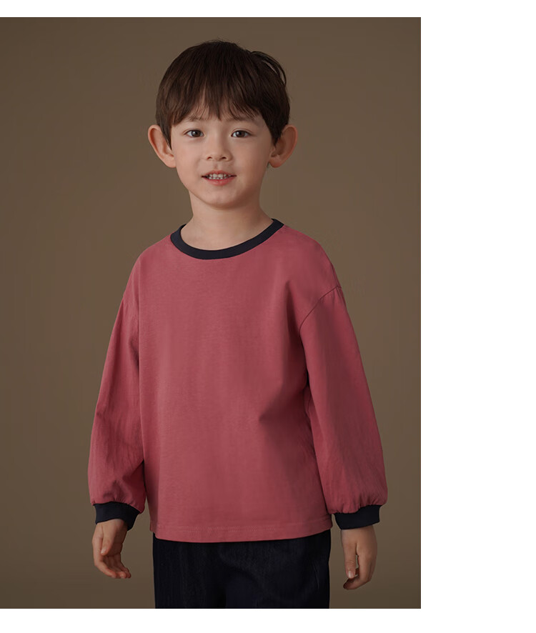 Hacikis Kids Spring and Autumn Long Sleeve T-Shirt Simple Top Boys Girls Skin-Friendly Base Shirt Navy Blue 150 8