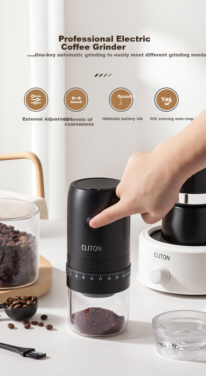 CLITON Pour-Over Coffee Maker Gift Box Set with Electric Coffee Grinder, Portable Coffee Machine for Italian Espresso And Mocha 6