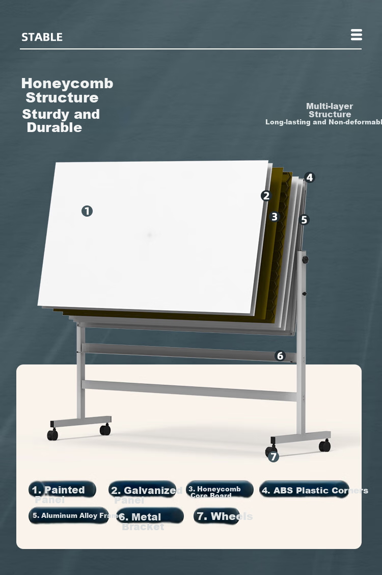 BBNEW Premium High-End 90*180cm Double-Sided Magnetic Whiteboard, Movable Stand-Up Adjustable Height Flip Writing Board for Training Meetings Office Home Children's Teaching Vertical Blackboard V-DW 6