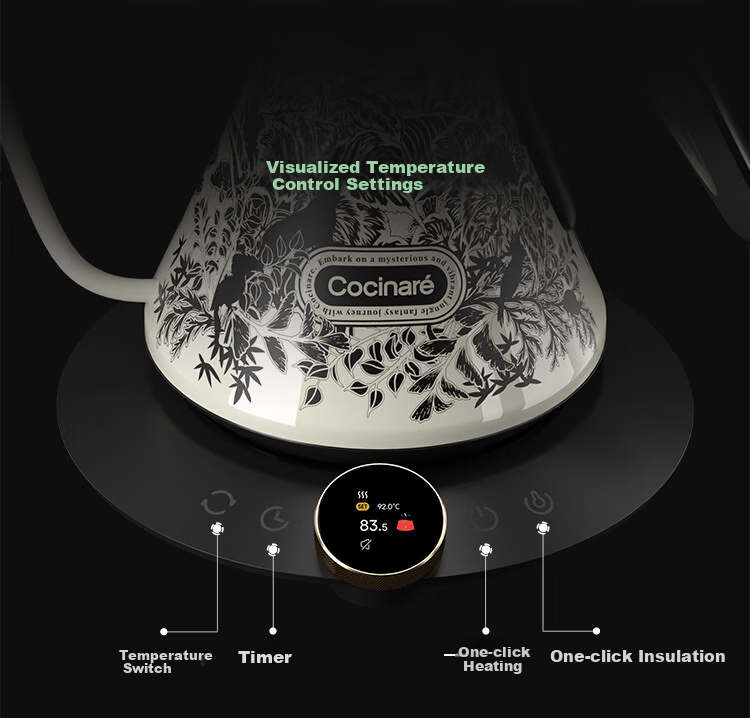 Cocinare Pour-Over Kettle, Hand-Brewed Coffee Pot, C-Shaped Color-Changing High-Aesthetic Coffee Temperature Control Kettle, Coffee Maker, Home Appliance Water Kettle, M6Pro Jungle Secret 0.6L 8