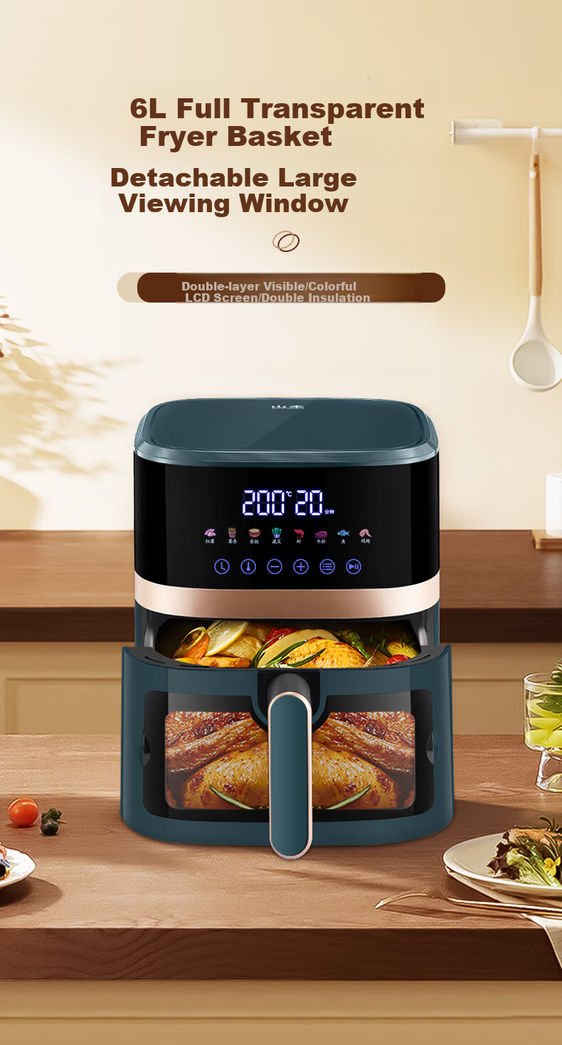 SHANBEN Air Fryer, 5L Capacity, Fully Automatic, Large Capacity, Visible Metal Inner Chamber, Steam Tender Frying And Baking All-In Machine, Quiet Operation, Oil-Free Cooking, S-AK8045VS 3