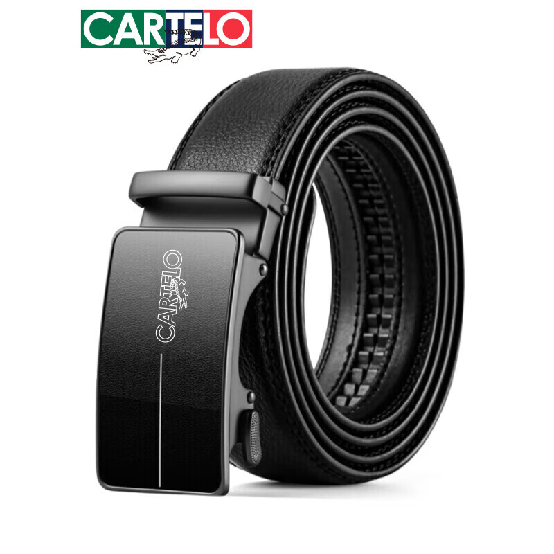 CARTELO Men's Automatic Buckle Belt, Business Casual Trouser Belt, Cowhide Waistband, Gift for Boyfriend, Husband, Or Father