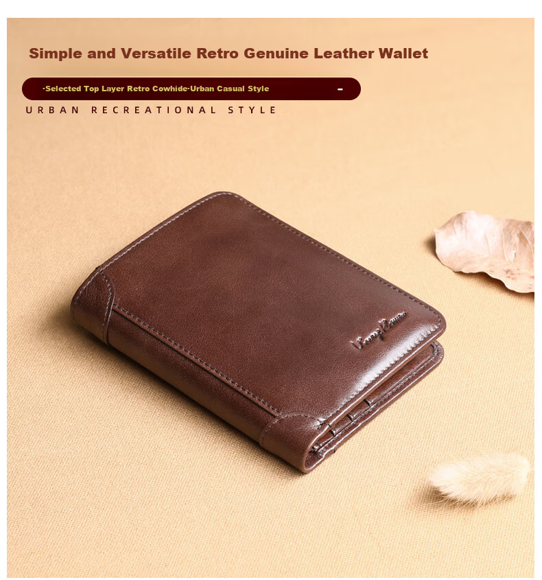 Viney Men's High-End Brand Wallet, Short Card Holder, ID Holder, Light Luxury Birthday Gift for Boyfriend, Husband, Father, Or Dad 2