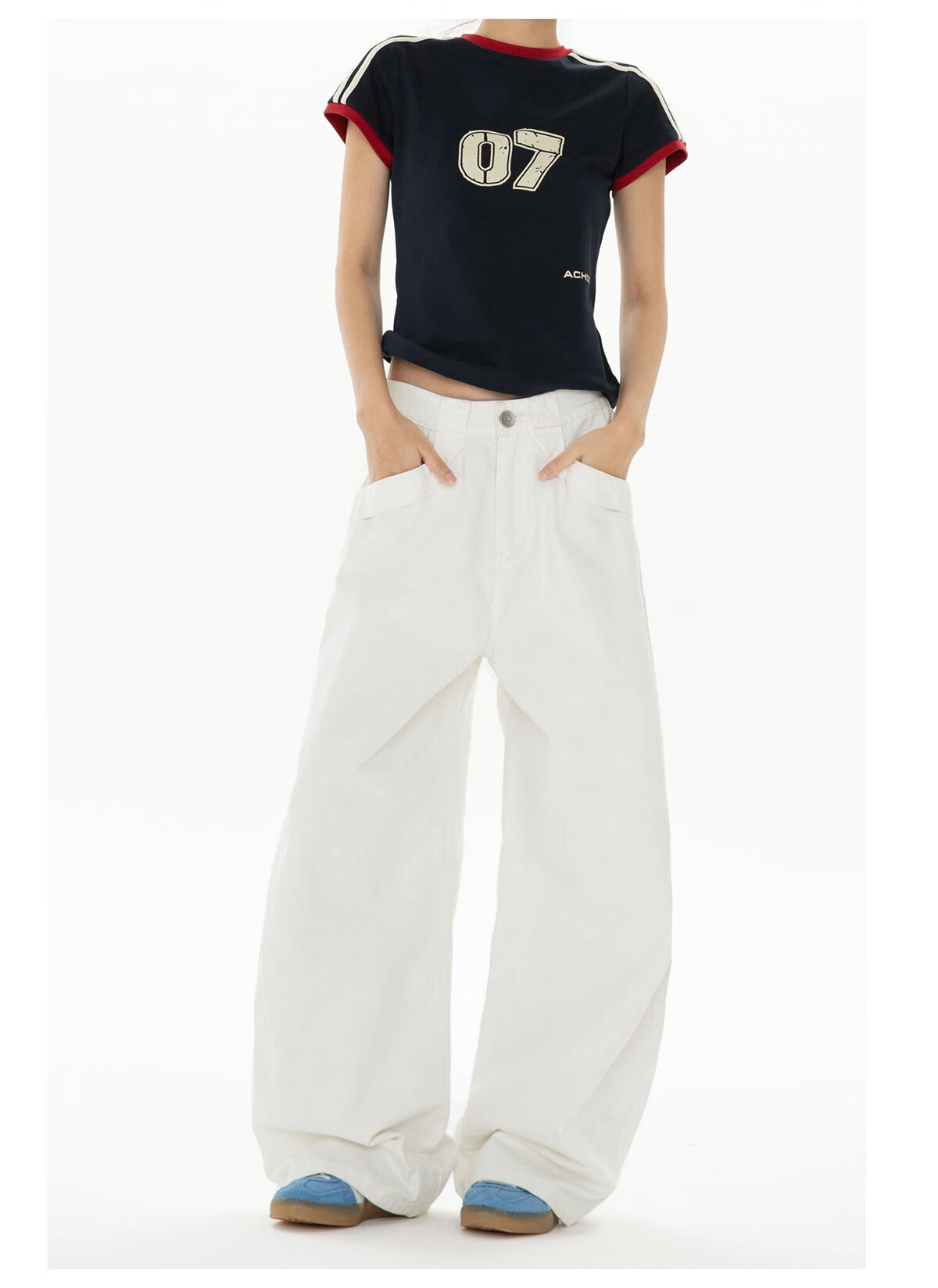 ICH MODE American Style Curved Blade Pants Women 2025 Autumn Winter Four Seasons Loose Straight Casual Wide-Leg Cargo Pants Banana Pants White L 12