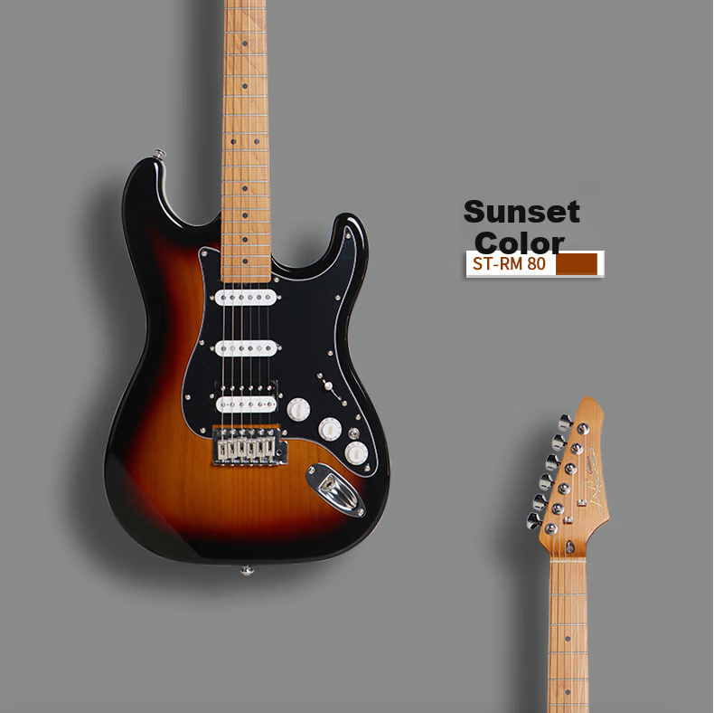 J&DGuitars Electric Guitar JD Baked Maple Neck ST-RM 80 Beginner Starter Guitar Set 7