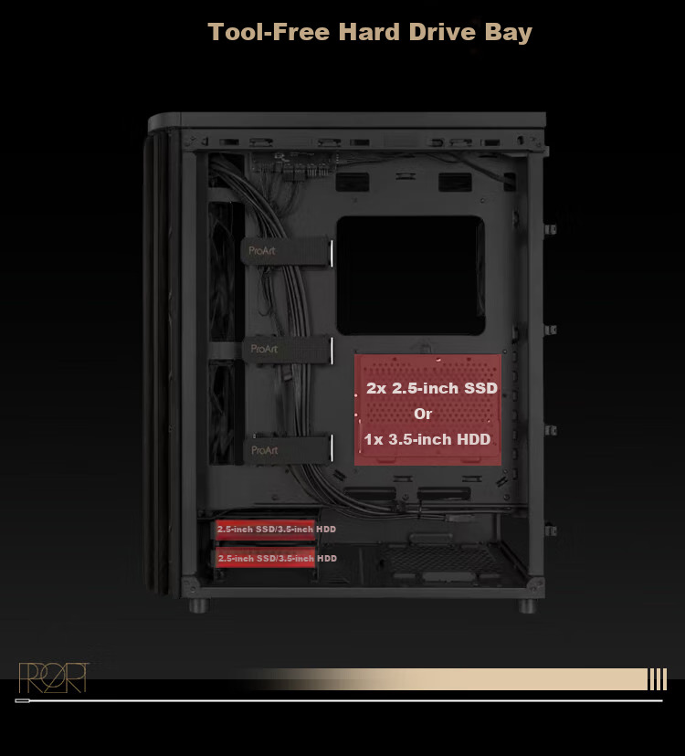 ASUS ProArt Chuangmeng 40 PA401 Woodcraft Edition Case, Powerful Cooling, Wooden Air Grille, Tool-Free Disassembly And Assembly, Power Button Lock, PWM One-Button Setup 11