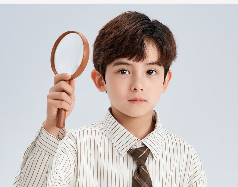 Luomeng Children's White Base Coffee-Colored Long-Sleeve Striped Shirt, Boys' Preppy Style Casual Versatile Spring And Autumn Shirt, White, Size 170 14