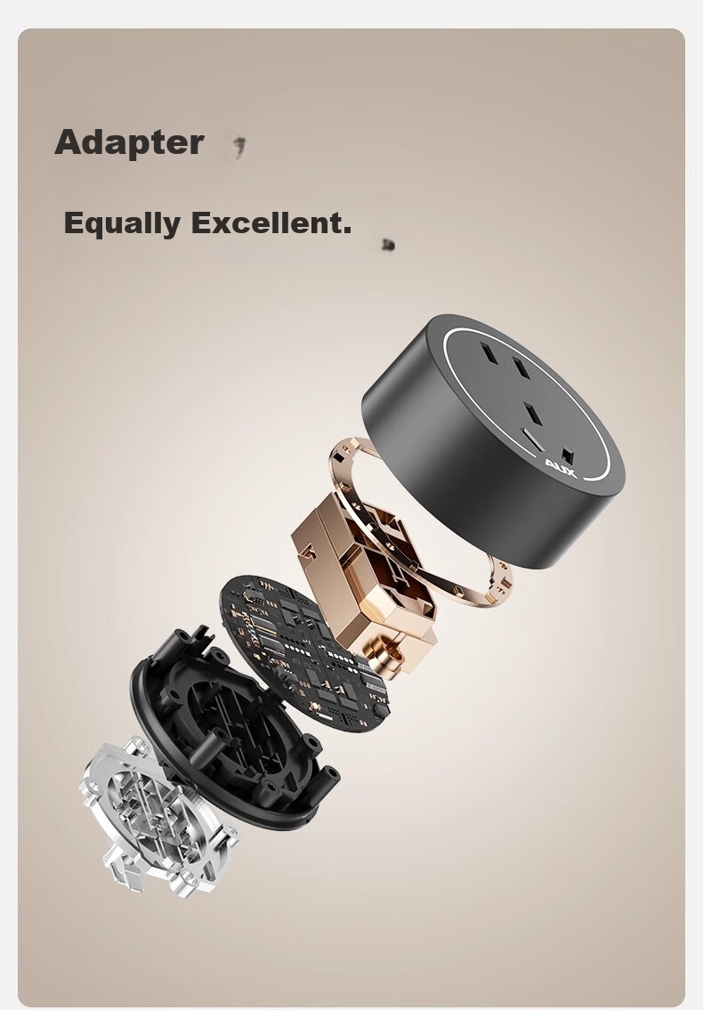 AUX Track Socket, Surface-Mounted No-Drilling Wall-Mounted Movable Wall Slide Socket Slim C6 Milk Gold, Earth Color 50cm + 4 White Light Rings Five-Hole 12