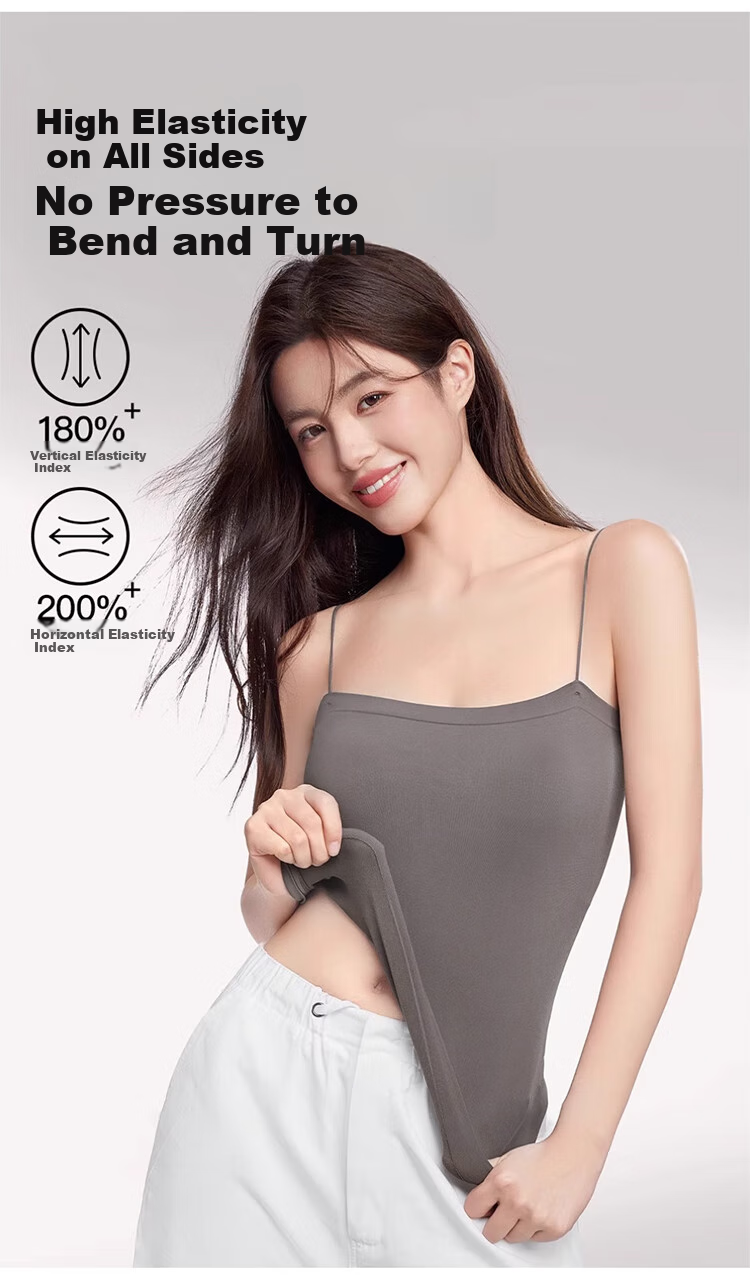Baobaomian Women's Camisole Tank Top with Built-In Bra And Pads, Solid Color Undershirt, Backless Lingerie, Outer Wear Base Layer Top, Black 8