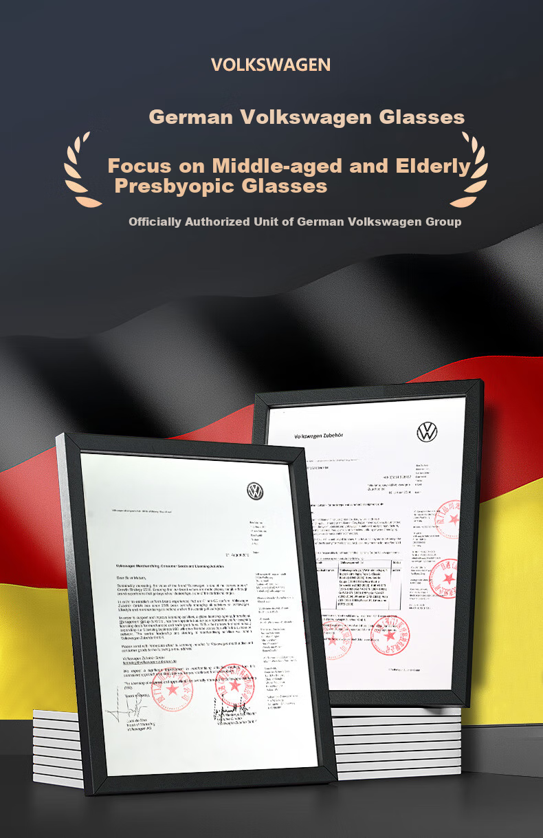 Volkswagen German, Men's Reading Glasses, High Definition Anti-Blue Light Genuine Imported Brand Gift, W606-200 1