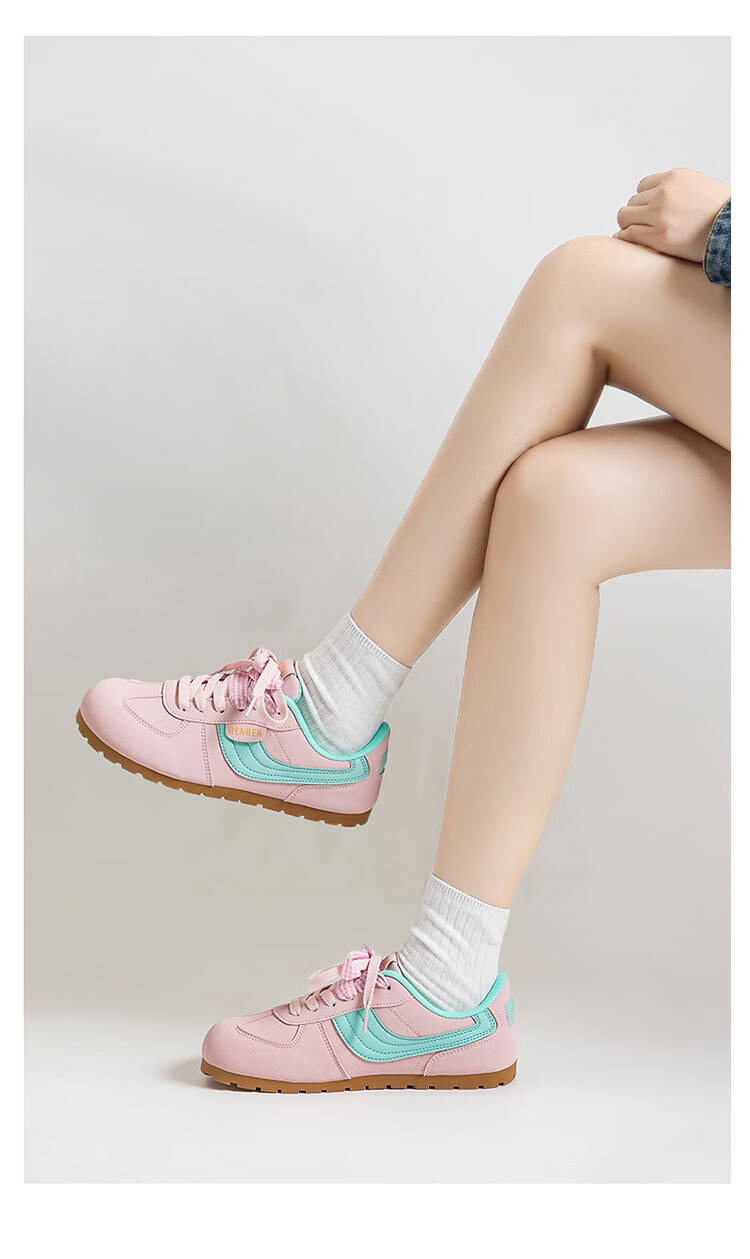 RENBEN 2026 Spring New Original INS Style German Training Shoes Dopamine Color Sweet German Training Shoes Fashion Ultra-Soft Sneakers 8
